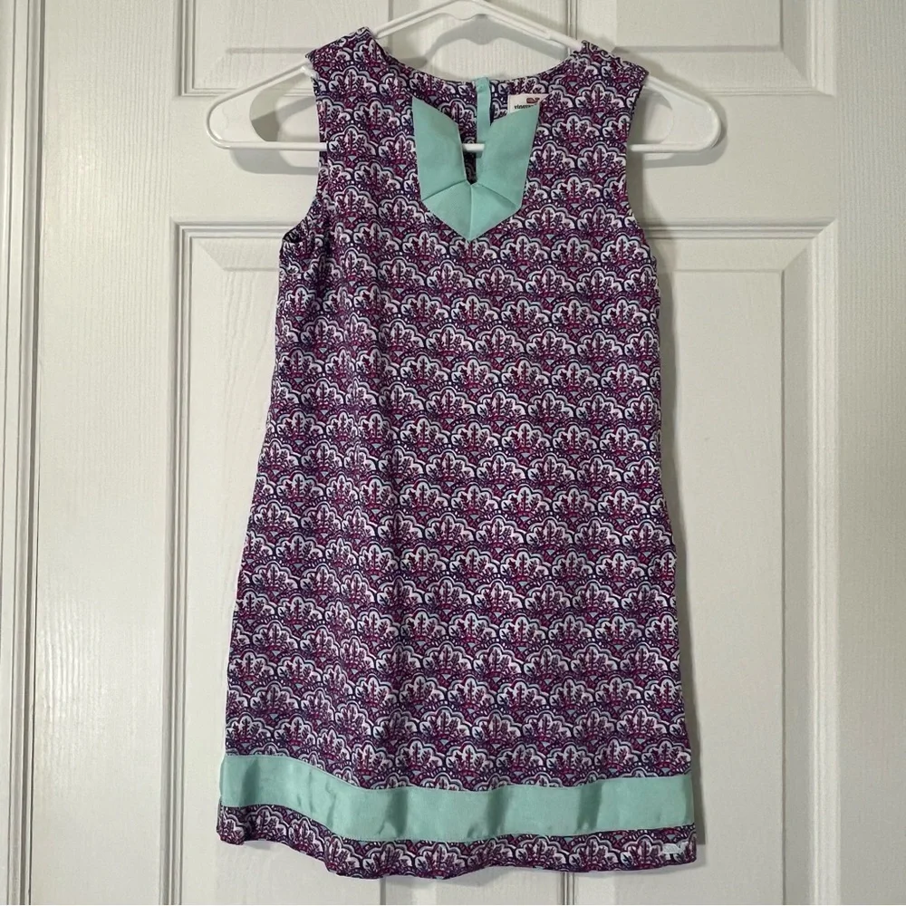 Vineyard Vines Girl’s Pink & Blue Tunic Scalloped Print Sleeveless Dress Size 7